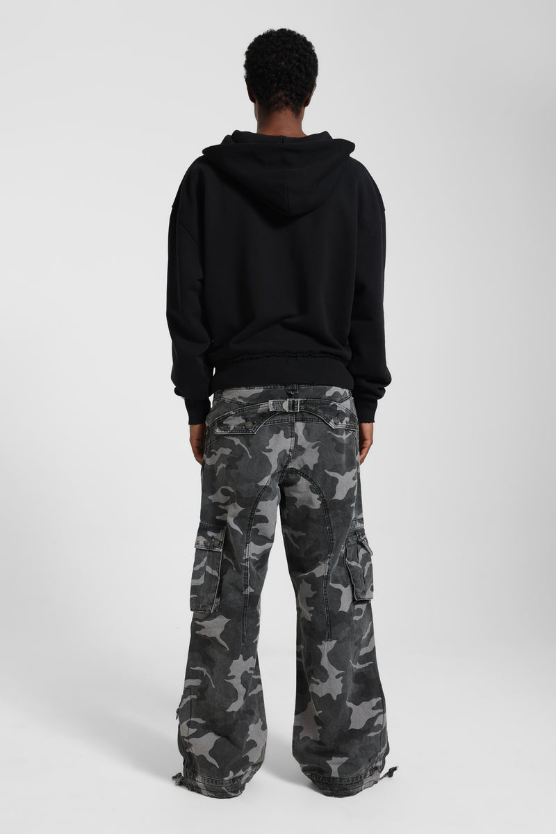 Washed Black Trooper Camo Cargo Pant