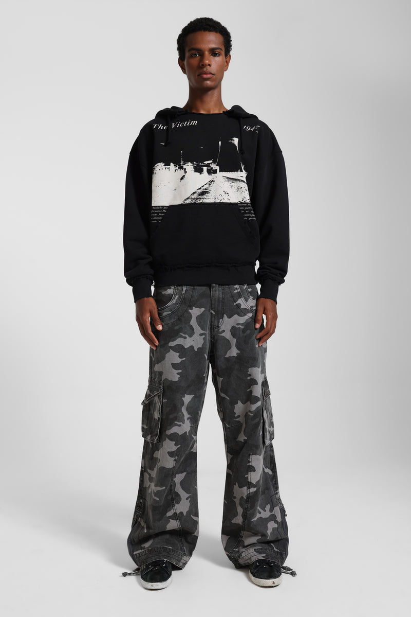 Washed Black Trooper Camo Cargo Pant