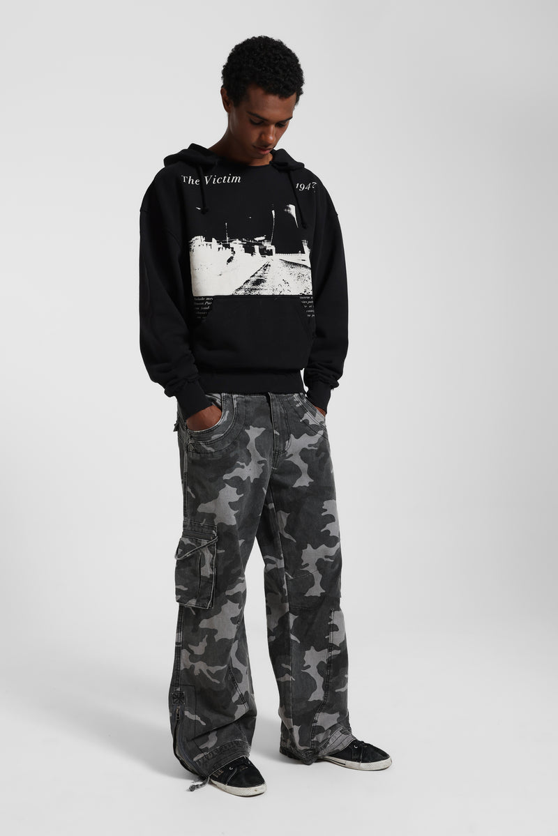 Washed Black Trooper Camo Cargo Pant