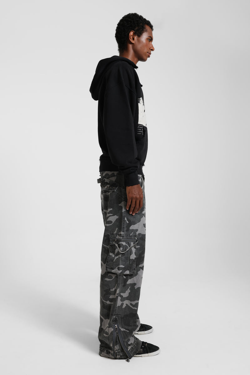 Washed Black Trooper Camo Cargo Pant