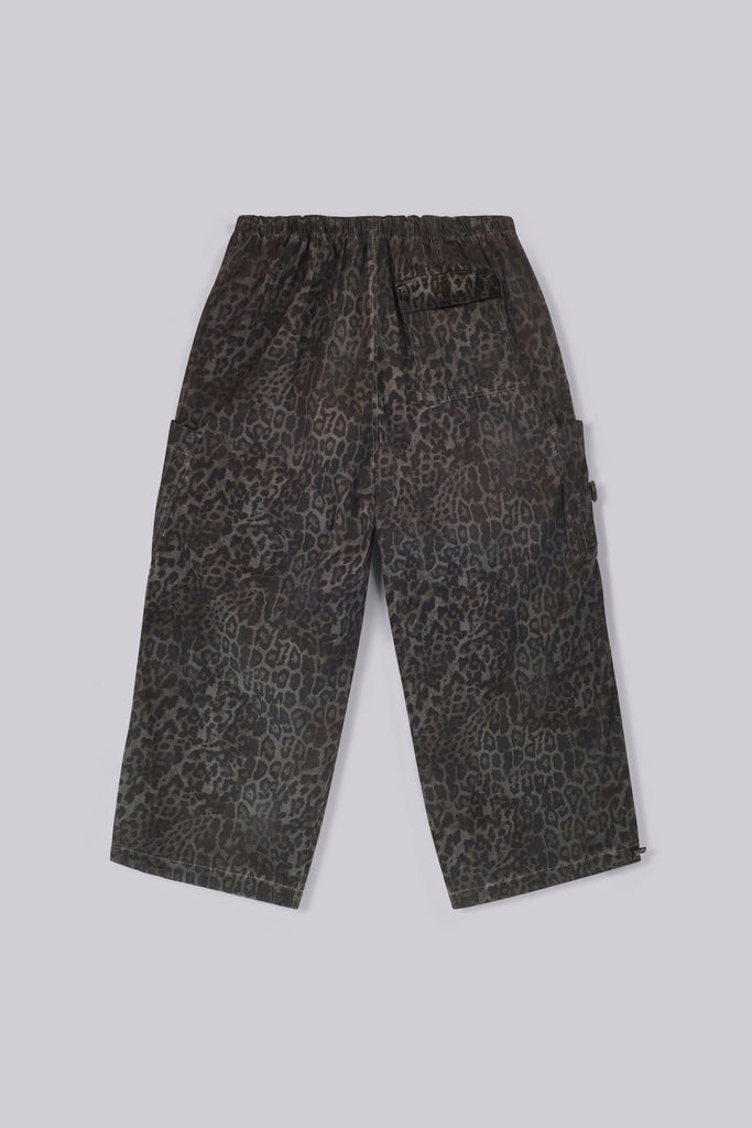 Charcoal Leopard Parachute Pants