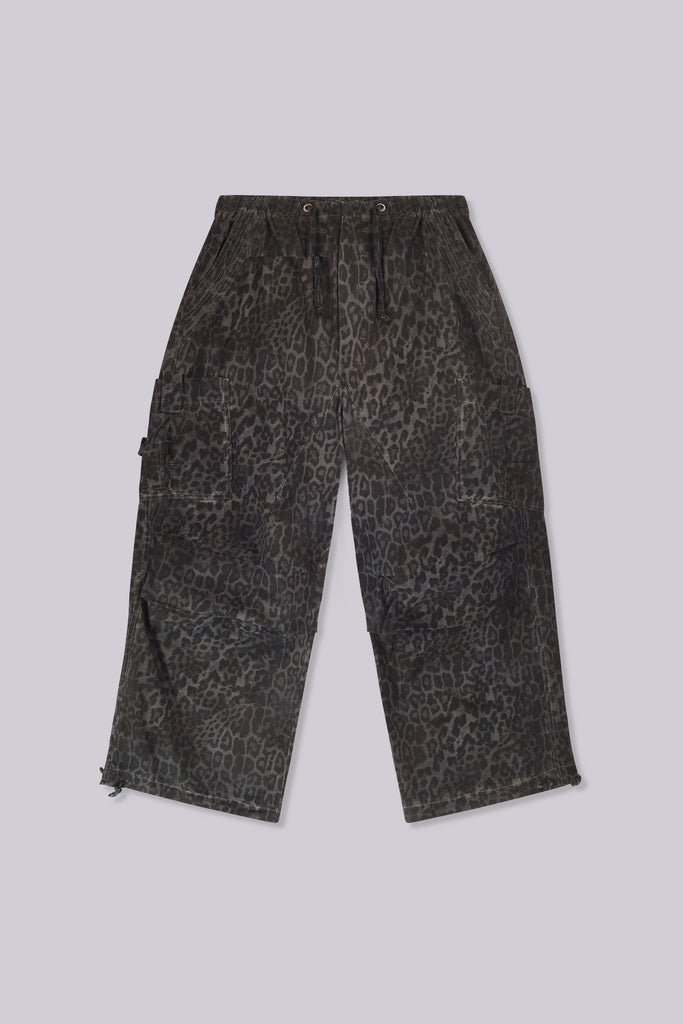 Charcoal Leopard Parachute Pants