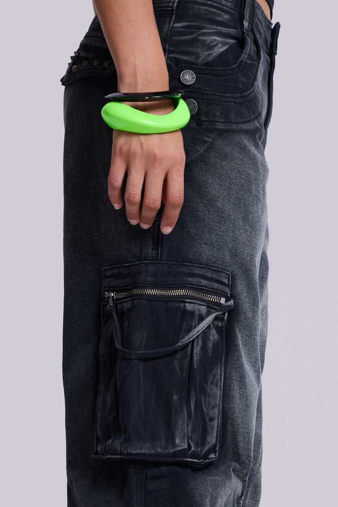 Sun Faded Black Trooper Cargo Pants