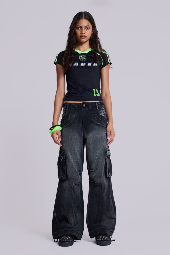 Sun Faded Black Trooper Cargo Pants