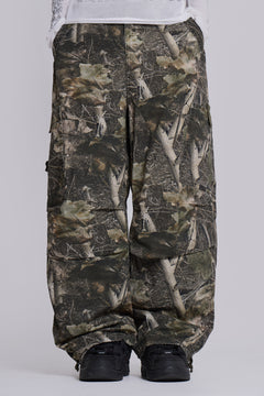 Woodland Camo Parachute Pants - S / Green