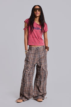 Brown Check Cadet Cargos – view 1