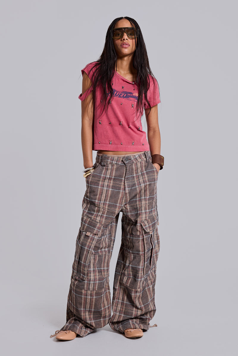 Brown Check Cadet Cargos