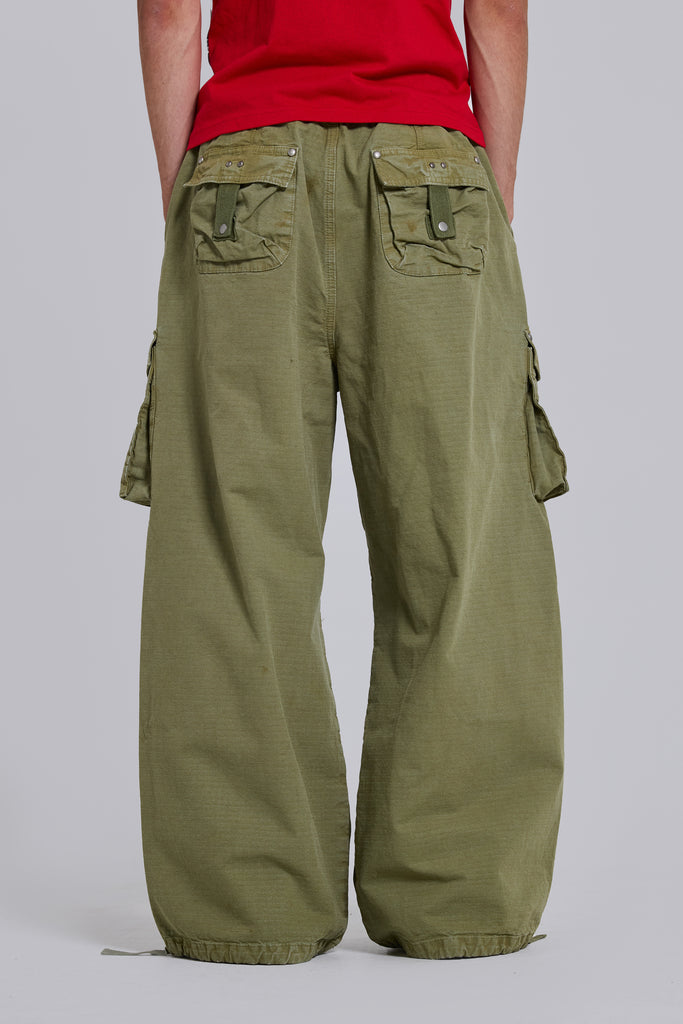 Olive XL Parachute Cargo Pants | Jaded London | Clothing