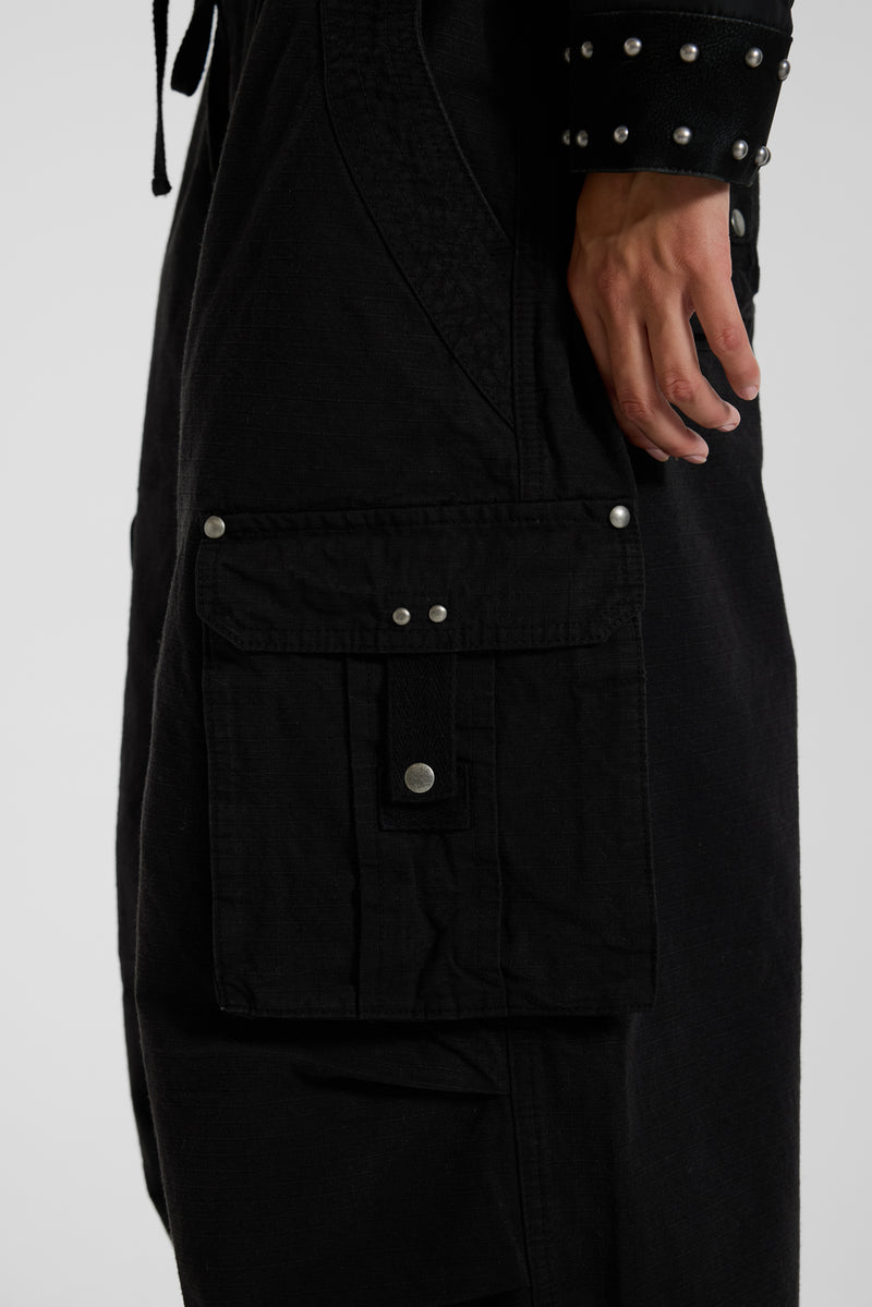 Washed Black XL Parachute Cargo Pants