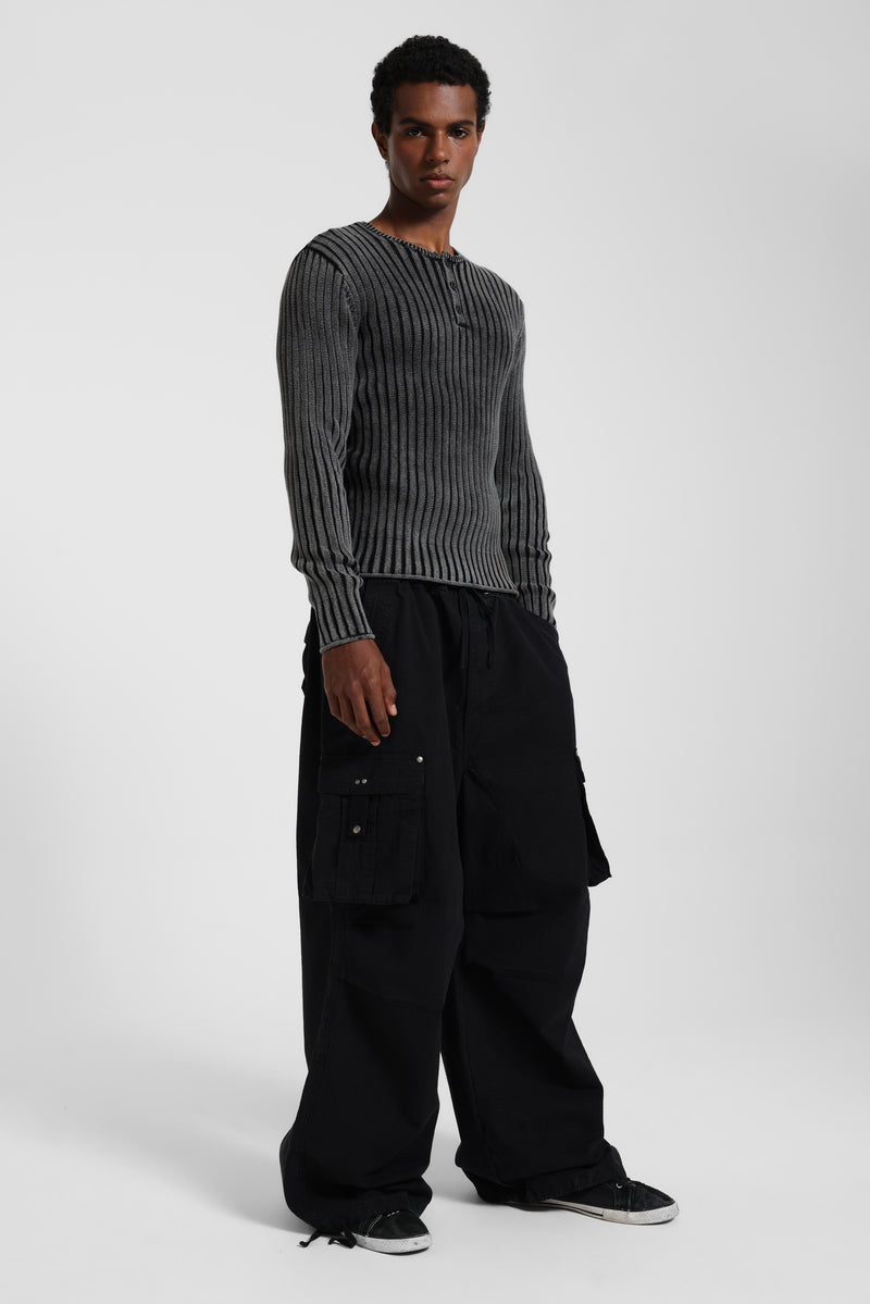 Washed Black XL Parachute Cargo Pants