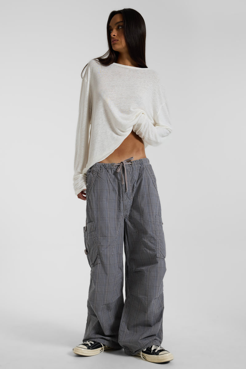 Parachute Pants in Grey Check