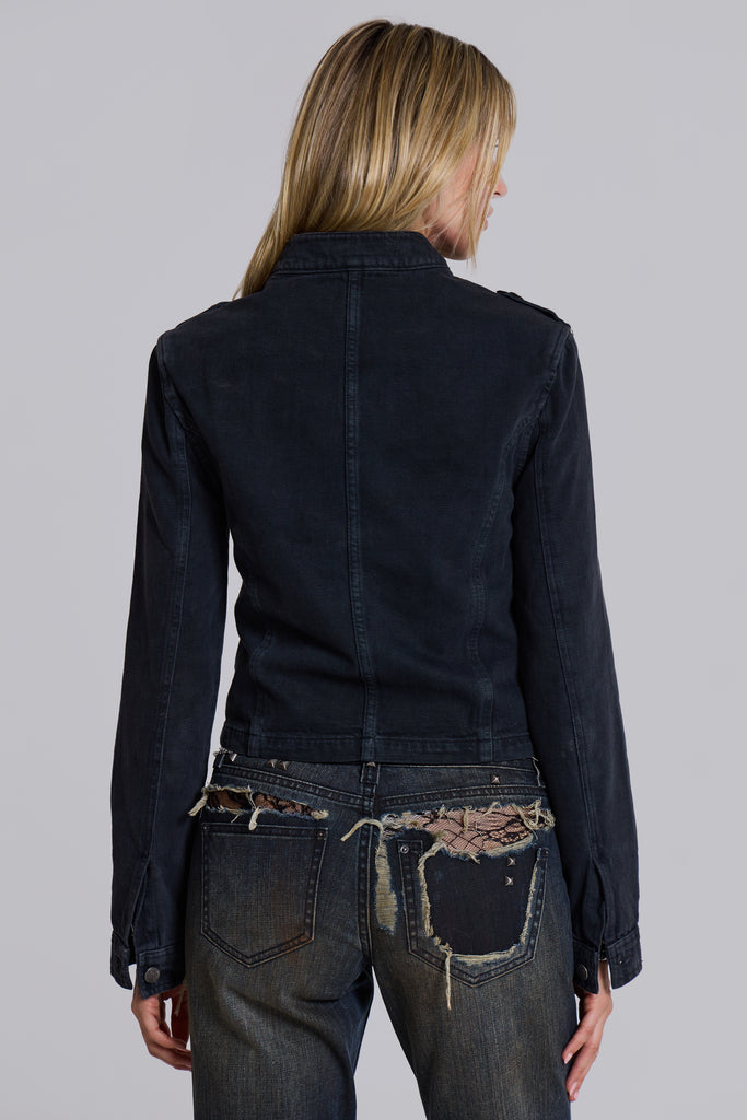 Rebel Military Jacket in Washed Black