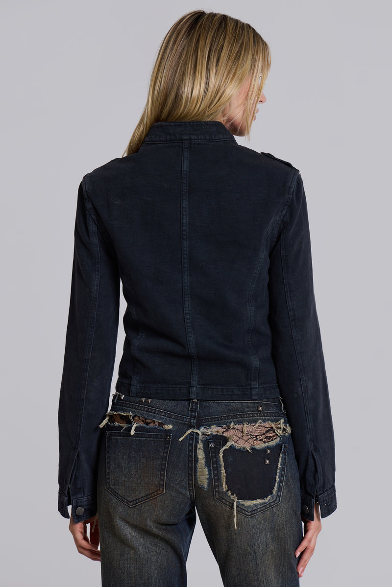Rebel Military Jacket in Washed Black