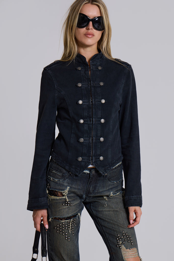 Rebel Military Jacket in Washed Black