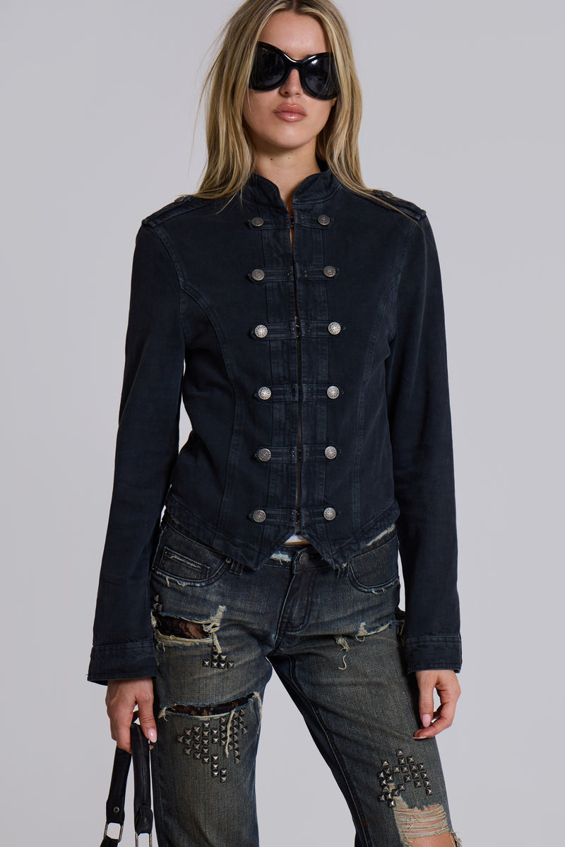 Rebel Military Jacket in Washed Black
