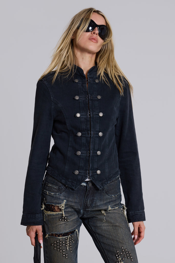 Rebel Military Jacket in Washed Black