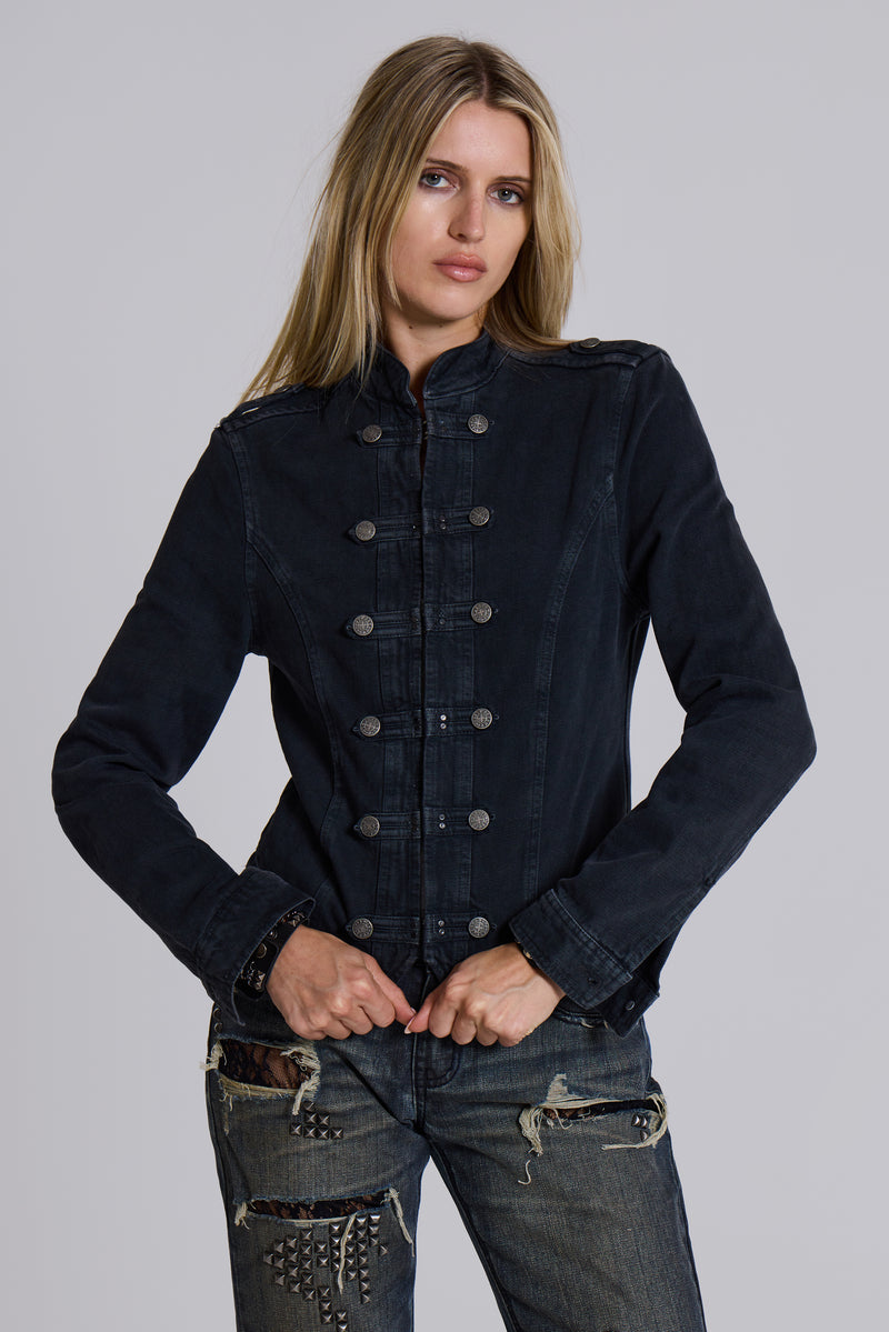 Rebel Military Jacket in Washed Black
