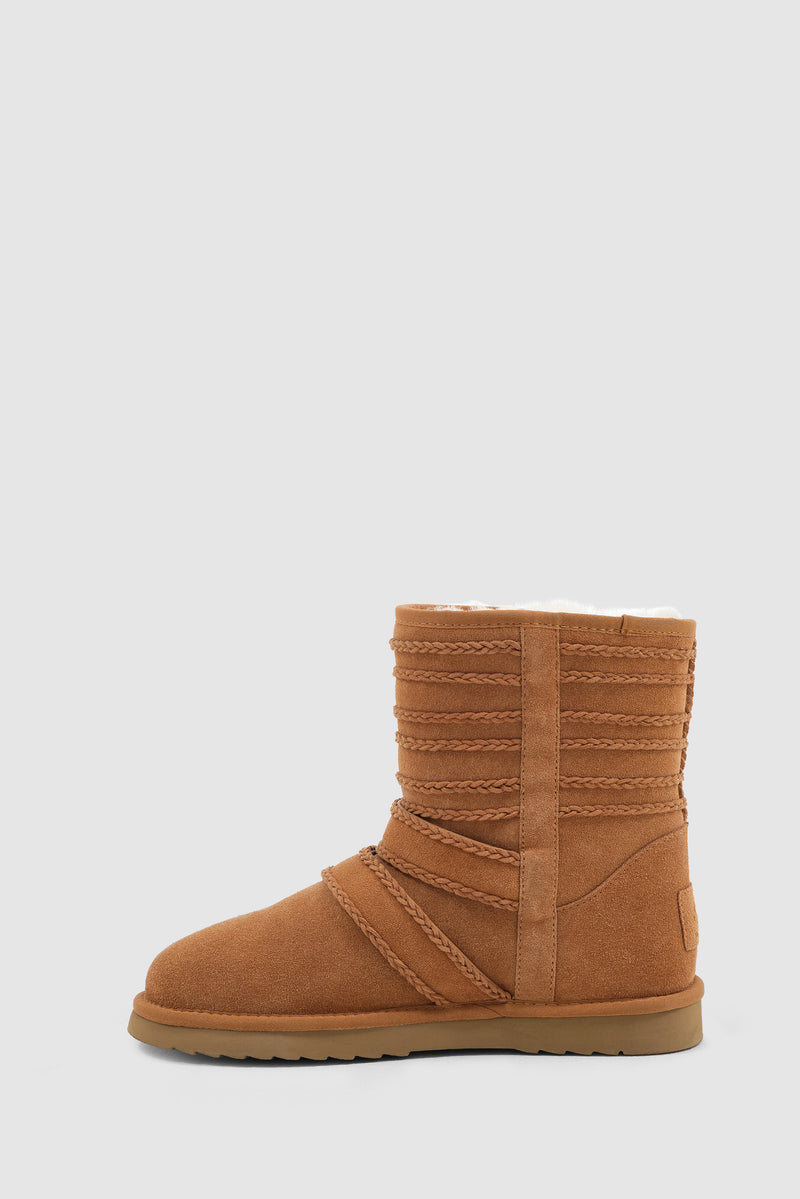 Tan Suede Drummer Shearling Boots