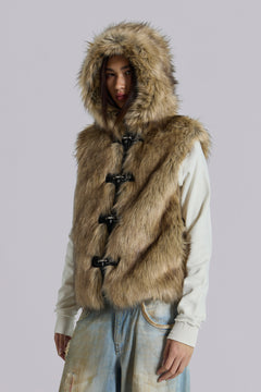Mendoza Faux Fur Gilet - L / Brown