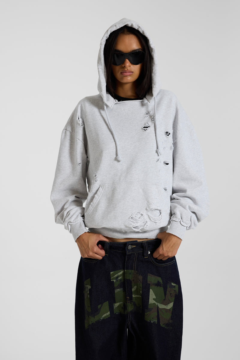 Pullover Bitten Hoodie in Grey Marl
