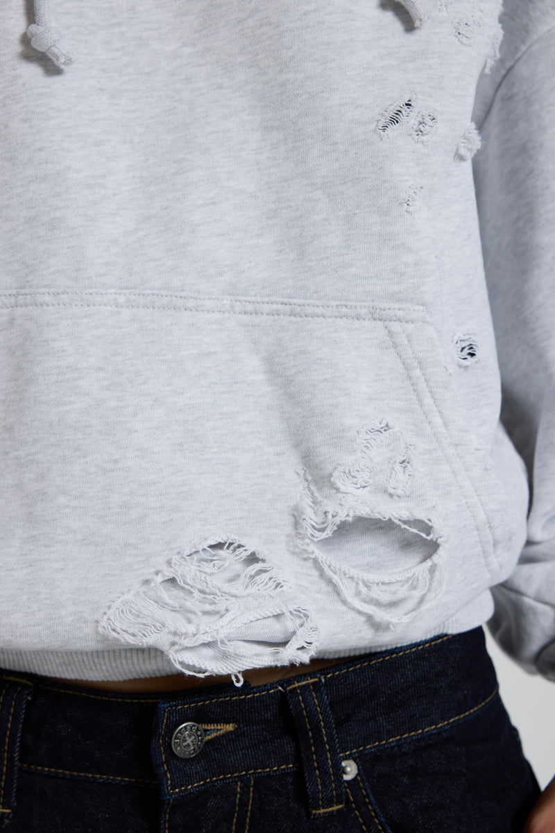 Pullover Bitten Hoodie in Grey Marl