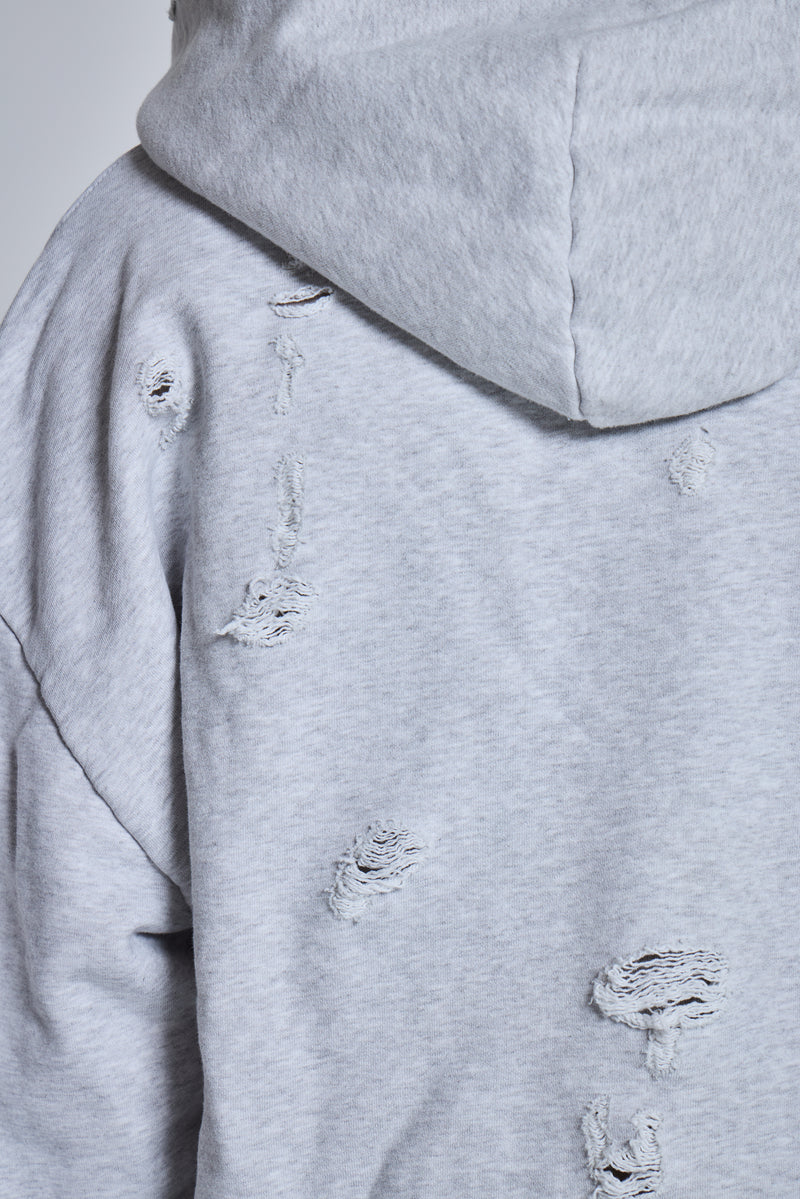 Pullover Grey Marl Bitten Hoodie | Jaded London | Clothing