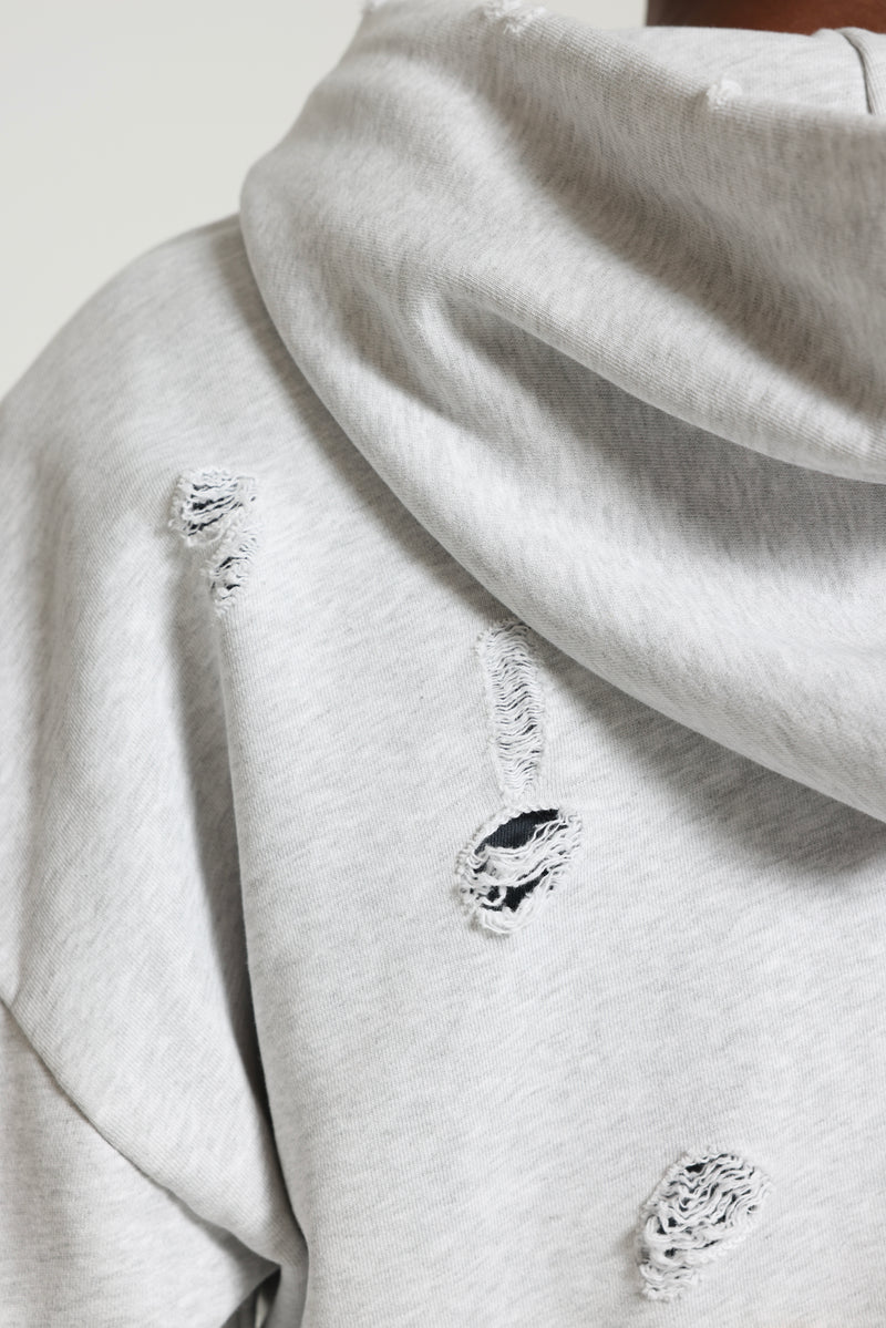 Pullover Bitten Hoodie in Grey Marl