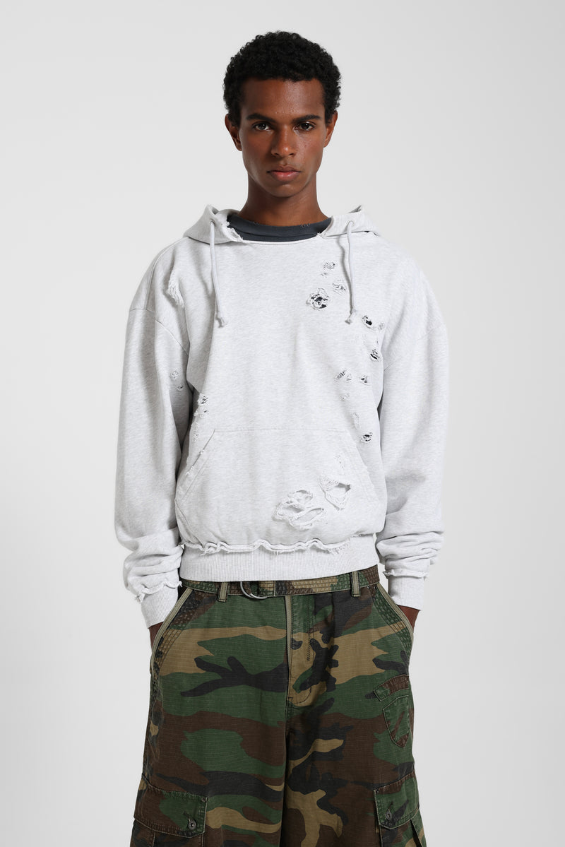 Pullover Bitten Hoodie in Grey Marl