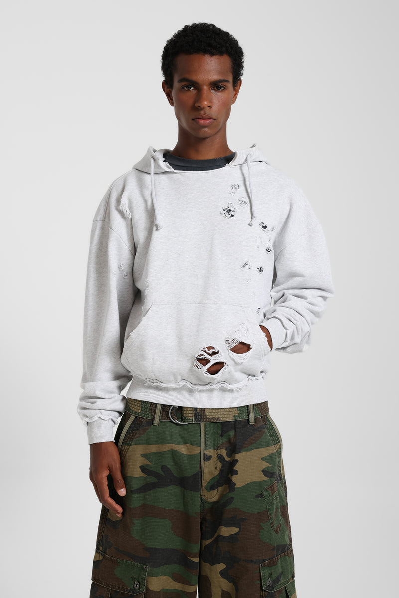 Pullover Bitten Hoodie in Grey Marl