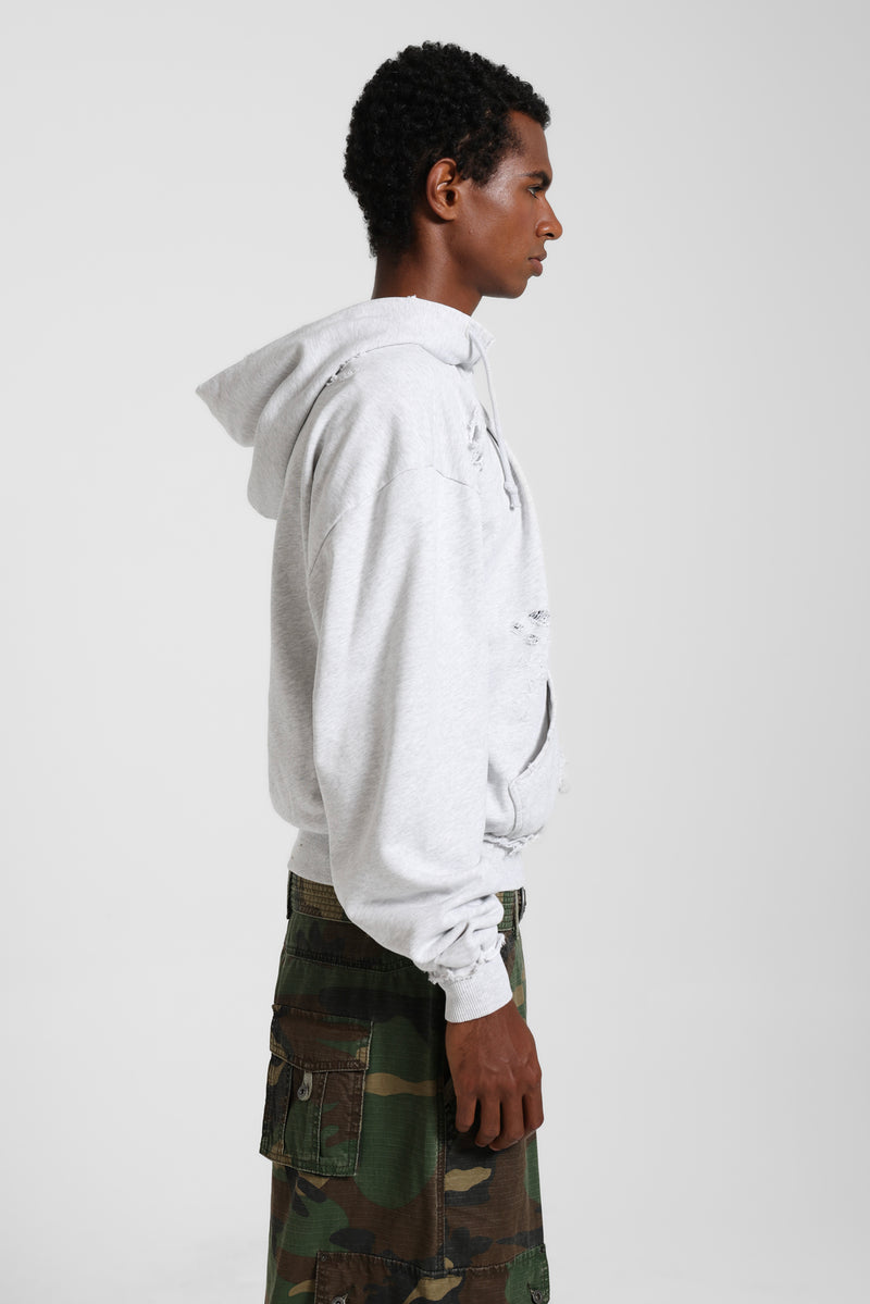 Pullover Bitten Hoodie in Grey Marl