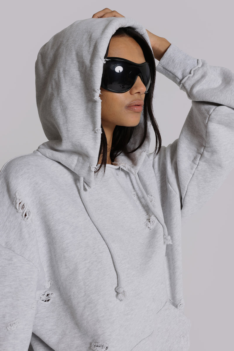 Pullover Bitten Hoodie in Grey Marl | Jaded London | Clothing