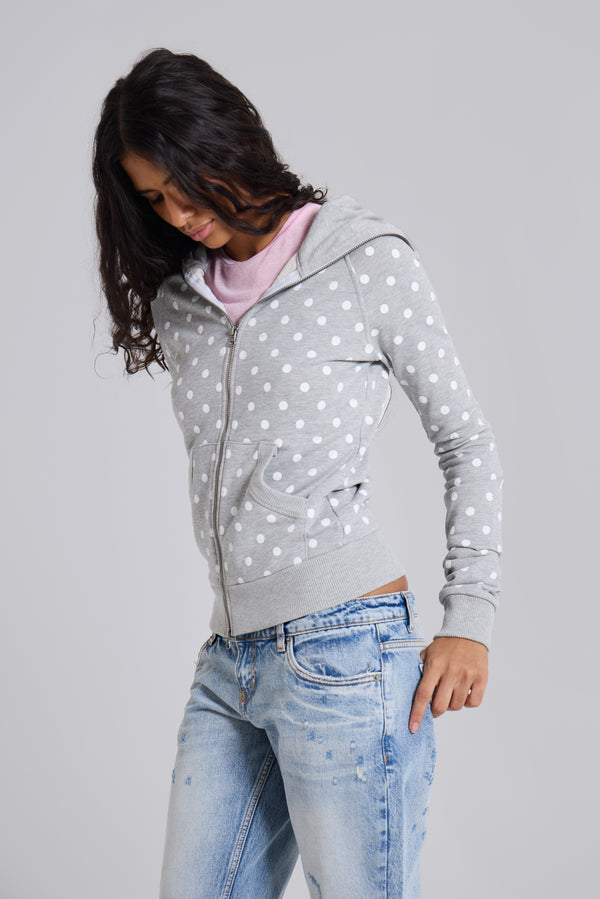 Grey Polkadot Hoodie
