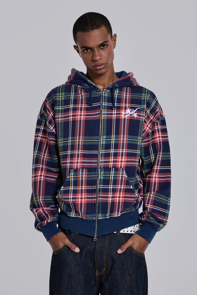 Adrenaline Checked Zip Hoodie | Jaded London | Clothing