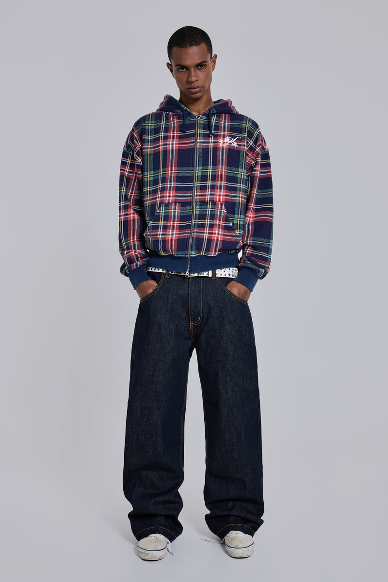 トップス Sqoud Check Lined Zip Hoodie Adrenaline Checked Zip Hoodie | Jaded London | Clothing