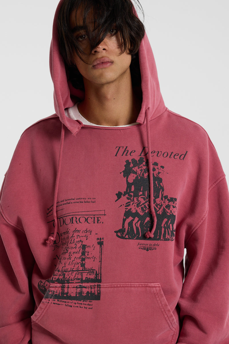 Red Washed Distressed The Devoted Hoodie