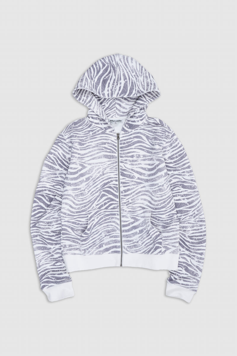 Distressed Zebra Print Hoodie