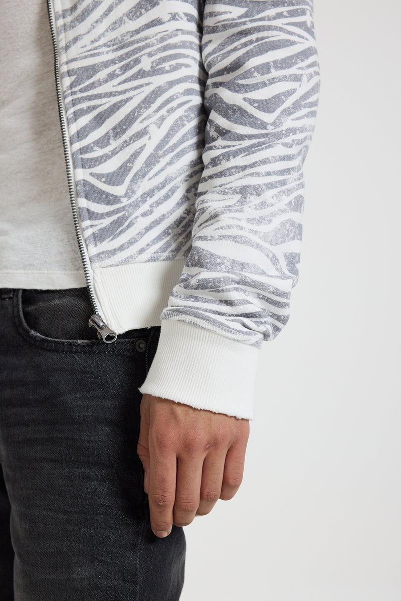 Distressed Zebra Print Hoodie