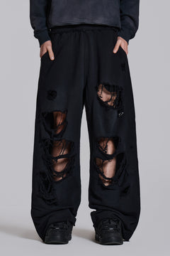 Distressed Black Baggy Monster Joggers - S / Black