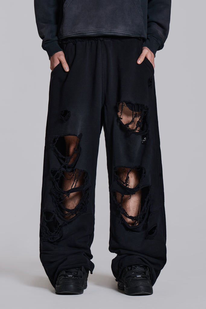 Distressed Black Loopback Monster Joggers | Jaded London | Clothing
