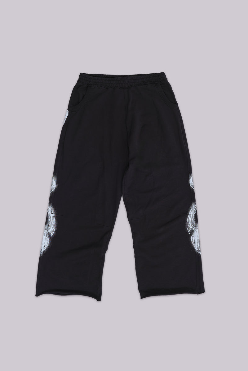 Black Gothic Print Baggy Monster Joggers