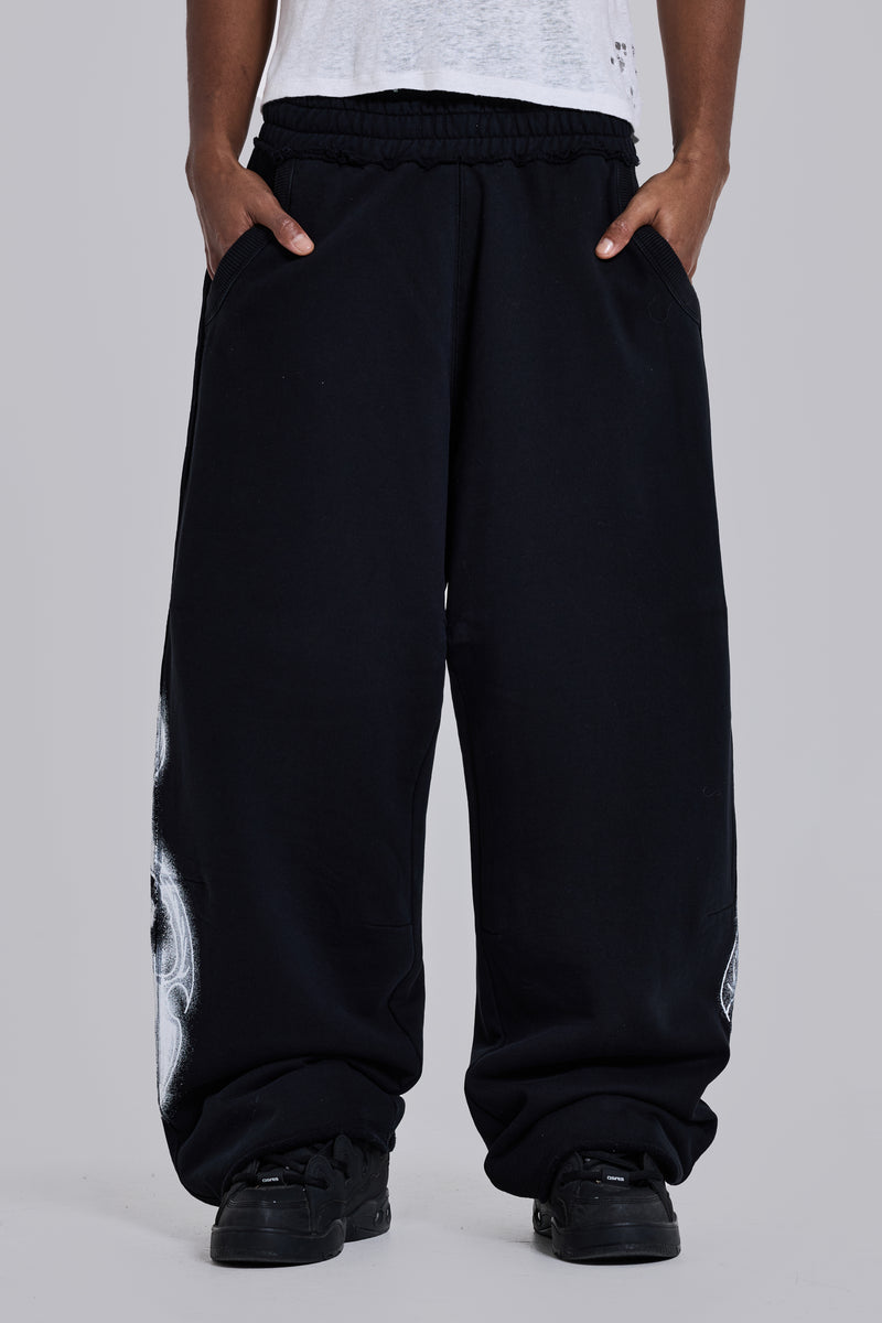 Black Gothic Print Baggy Monster Joggers | Jaded Man | Clothing