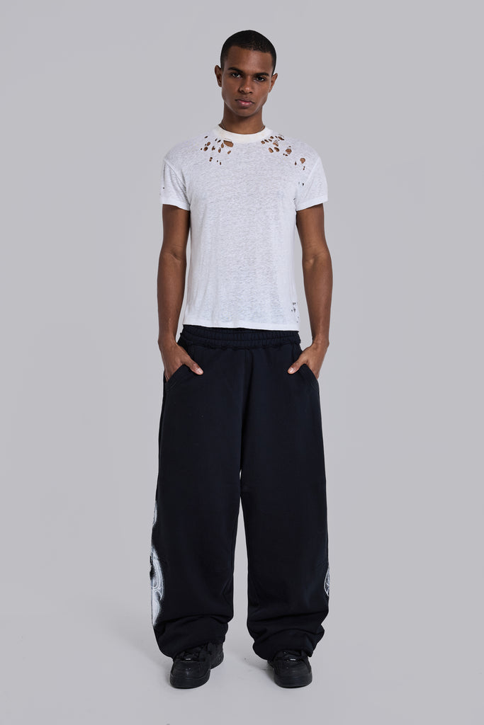 Black Gothic Print Baggy Monster Joggers | Jaded Man | Clothing