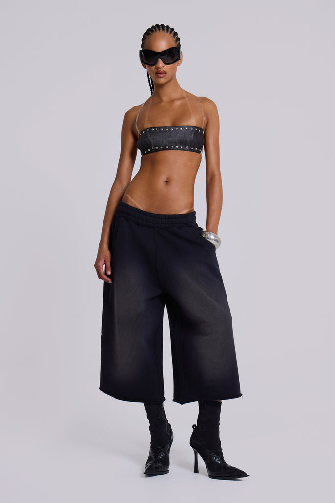 Monster 3/4 Washed Black Shorts