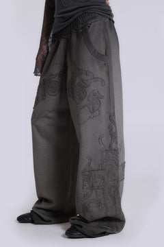 Faithless Applique Monster Joggers - L / Grey