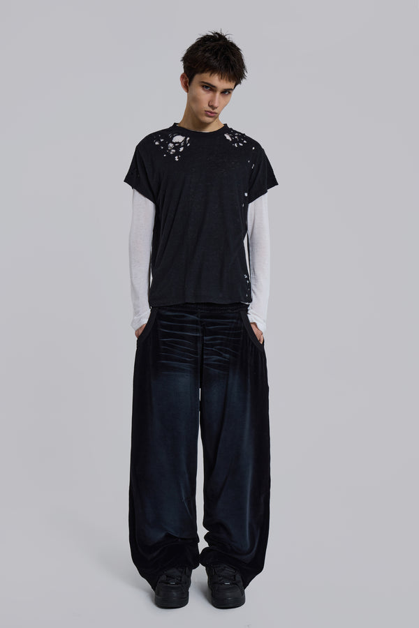 Denim Wash Velour Monster Jogger