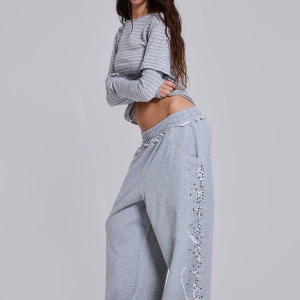Grey Marl Hardcore Jewel Monster Joggers | Jaded London