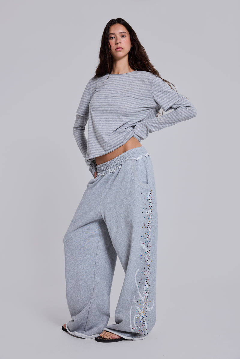 Grey Marl Hardcore Jewel Monster Joggers