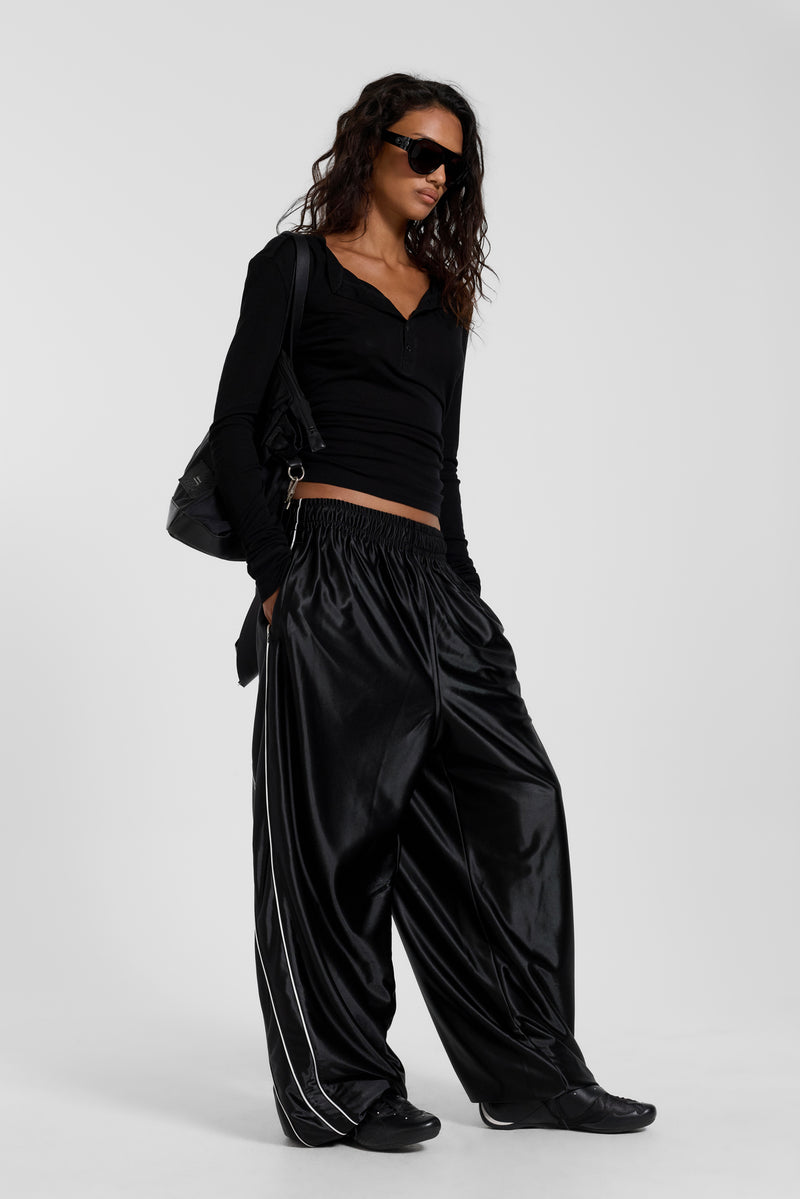 Black Metallic Vapor Joggers