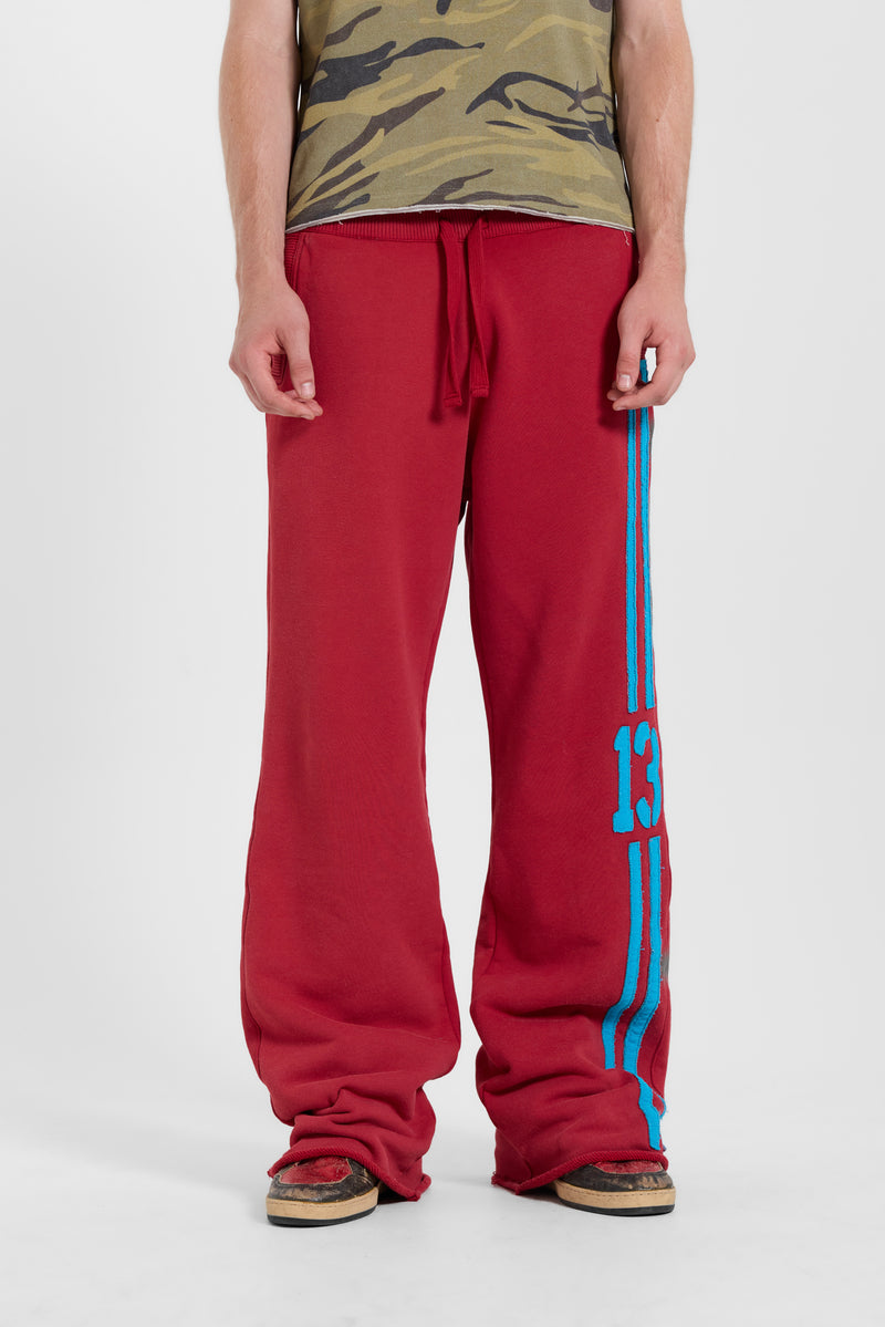13 Stripe Bootcut Jogger in Red