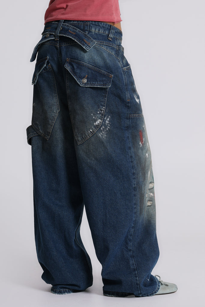 Splatter Cinch Carpenter Jeans | Jaded London | Clothing